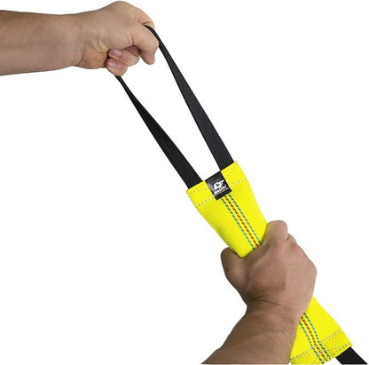 Bungee Dog Bite Tug Toy with 2 Strong Handles - Made of Durable & Tear-Resistant Fire Hose - Perfect for Tug of War, Fetch & Puppy K9 Training - Ideal Pull Toy for Medium to Large Dogs, Yellow