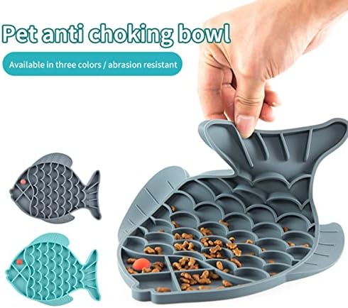 Slow Feeder Cat Bowls, 2 Pack Fish-Shaped Silicone Puzzle Feeders for Healthy Eating & Anxiety Relief - Lick Treat Mat for Dogs & Cats (Blue+Grey) - Image 4