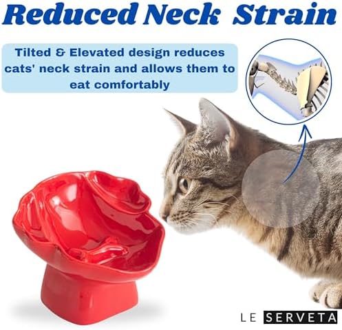 Ceramic Raised Pet Slow Feeder Bowl, Elevated Cat and Dog Slow Feeder, Decorative Standing Doggy Design, Anti-Slip Base, Anti-Vomiting (Red) - Image 4
