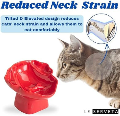 Ceramic Raised Pet Slow Feeder Bowl, Elevated Cat and Dog Slow Feeder, Decorative Standing Doggy Design, Anti-Slip Base, Anti-Vomiting (Red) - Image 4