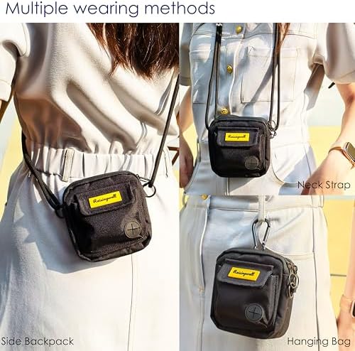 Raisingwell Dog Treat Pouch for Pet Walking and Training with Clicker, Poop Bags, and Three Bags Design Small Fanny Zipper Pack Holder for Puppy Snack Dispenser Kit for Leash and Outdoor Use (Black) - Image 5