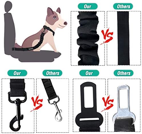 COOYOO Dog Seat Belt, Durability Retractable Dog Car Harness Adjustable Dog Seat Belt for Vehicle Nylon Pet Safety Seat Belts Heavy Duty & Elastic (1 Pack Black) - Image 3