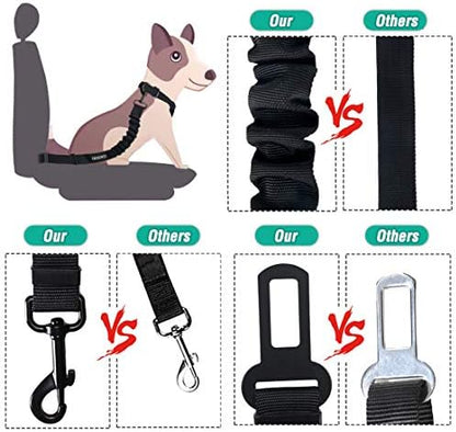 COOYOO Dog Seat Belt, Durability Retractable Dog Car Harness Adjustable Dog Seat Belt for Vehicle Nylon Pet Safety Seat Belts Heavy Duty & Elastic (1 Pack Black) - Image 3