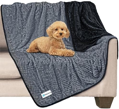 PetAmi Waterproof Dog Blanket, Leakproof Puppy Blanket, 40x60 Black Gray by PetAmi