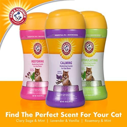 Arm & Hammer Restoring Cat Litter Box Deodorizing Crystals, Litter Deodorizer Additive to Help Absorb Odors and Restore Freshness Between Changes, Clary Sage & Mint Scent, 15 Oz - 2 Pack - Image 5