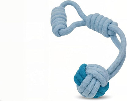Tug of War Dog Toy 12 Inch Eco Cotton Interactive Dog Rope Toy with Grip Handle & Rope Tug Ball with Natural, Non-Toxic Dyes Tug Toy for Medium & Small Dogs