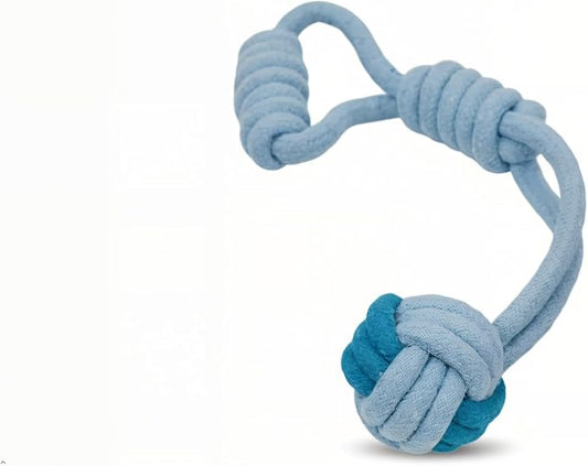 Tug of War Dog Toy 12 Inch Eco Cotton Interactive Dog Rope Toy with Grip Handle & Rope Tug Ball with Natural, Non-Toxic Dyes Tug Toy for Medium & Small Dogs