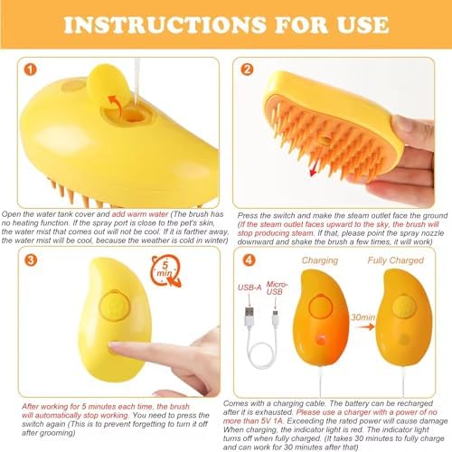 Pet Steam Brush 3-in-1 – Cat & Dog Grooming Brush with Spray – Hair Remover & Deshedding Comb – Silicone Massage Cleaner for Pets - Image 4
