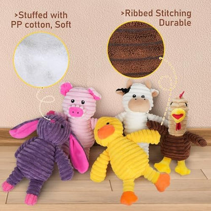 Prime Pets Dog Toys, 5 Pack, Plush Dog Squeaky Toys, Assortment Value Bundle Animal Pet Toy for Small Medium Large Dogs, Stuffed Puppy Chew Toy - Image 3