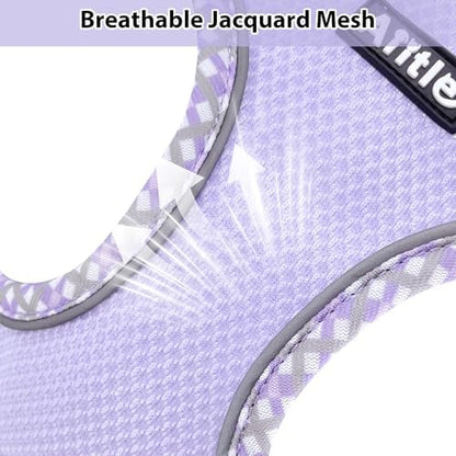 AIITLE Small Dog Harness and Leash Set with Strong Magic Tape, Purple XS - Image 3