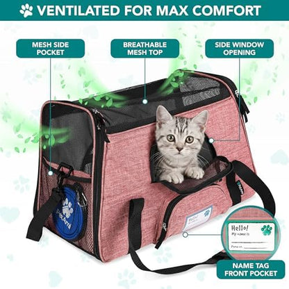 PetAmi Airline Approved Pet Carrier Cat Small Dogs, Small Heather White Red - Image 3