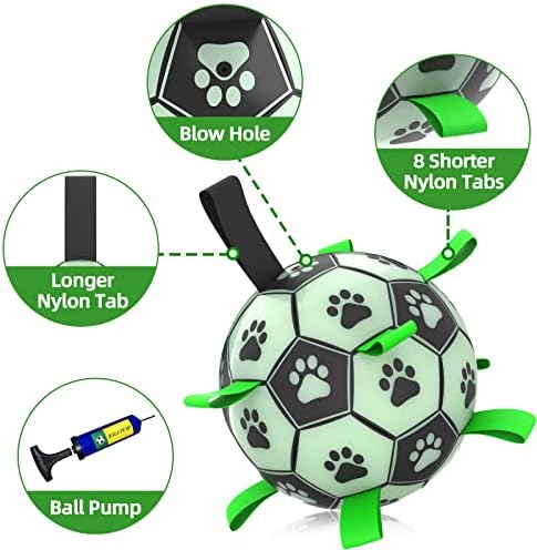Glow in The Dark Dog Toys, 8'' Dog Soccer Ball with Straps Upgraded Interactive Light Up Dog Toys, World Cup Dogs Football, Outdoor Tug Toys for Medium & Large Dogs Birthday Gifts(8 Inch-Large) - Image 6