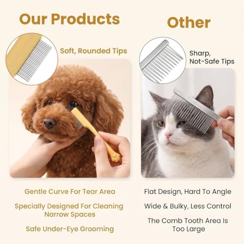 2PCS Dog Combs Dog Eye Comb Set Pet Facial Grooming Comb Tear Stain Remover - Image 3