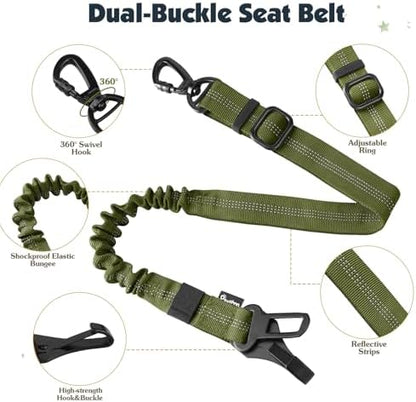 Pawaboo Dog Seat Belt Harness for Car, Seatbelt Harness with 2 in 1 Buckle - Image 3
