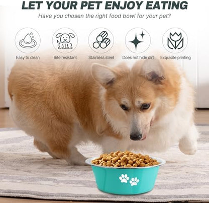 Stainless Steel Dog Bowls, Nonslip Rubber Bottom No Spill Proof Skid Metal Insulated Dog Bowls for Large Medium Small Breed Dogs (Green, 6.6 Cups/53 OZ) - Image 4