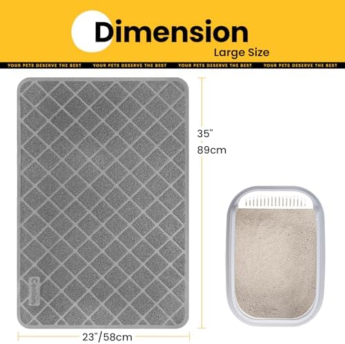 Conlun Cat Litter Mat Litter Trapping Mat, 35" x 23" Premium Durable PVC Grid Mesh with Scatter Control, Non-slip, Less Waste Cat Litter Box Mat, Grey 2 Pack - Image 2