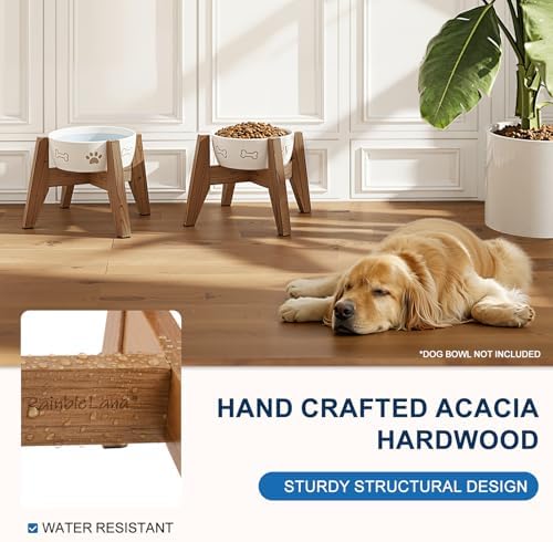RAINBLELAND Elevated Dog Bowl Stand for Small Dogs, 7" Wood Stand, 2 Pack - Image 5