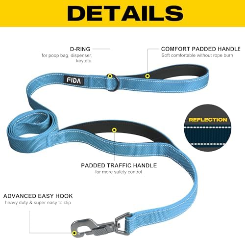 Fida Heavy Duty Dog Leash for Medium Large Dogs, 6 FT, Dual Padded Handles - Image 2