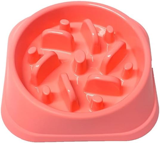 ALPHA DOG SERIES Non-Slip Maze Puzzle Bowl Slow Feeder Interactive Stop Bloat Stop Gas Improve Digestion Dog Bowl for Small and Medium Dogs (Pink, Fan)