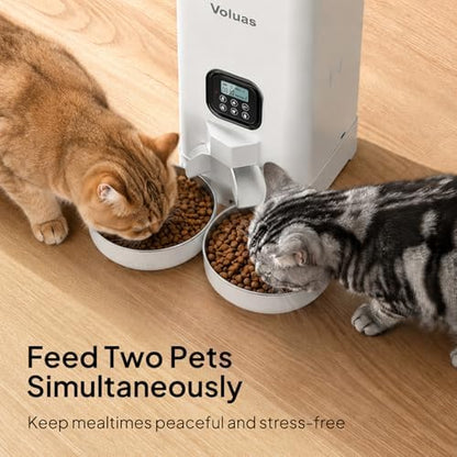 VOLUAS Automatic Cat Feeder for Two Cats with Dual Stainless Bowls, 6L - Image 3
