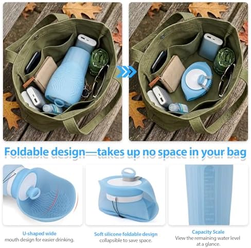 Portable Dog Water Bottle, Leak Proof Collapsible Water Bottles Lightweight Dog Water Bottle Suitable for Pets Outdoor Walking, Hiking, Travel, Camping (Light Blue, 20.9, Ounces) - Image 4