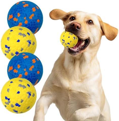 Vannon 4 Pack Dog Balls Interactive Dog Tennis Balls Indestructible Dog Teething Chew Toys for Aggressive Chewers Dog Toy Fetch Balls for Small Medium Dog E-TPU Material Lightweight Bouncy Floating by Vannon
