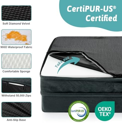 COZY KISS Orthopedic Dog Bed for Large Sized Dogs, L Shaped 36x27 inch - Image 5