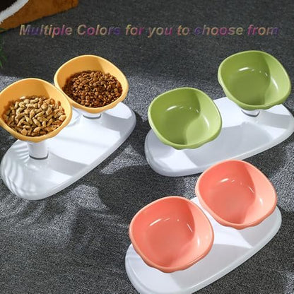 Elevated Cat Bowls, Raised Cat Dishes for Food and Water, Pet Food Bowls for Cats and Puppies, 3-Level Height Adjustable, 350 ml/12 oz per Bowl (Pink) - Image 4