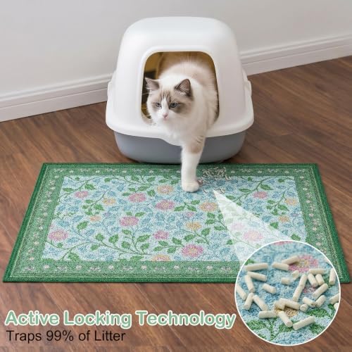 Glittme Cat Litter Mat, 24"x15" Non-Slip Washable Trapping Mat for Cats - Image 2