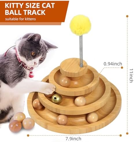 DoogCat Cat Ball Track Toy,Kitty Toys Roller,3-Level Ball Tower with 9 Removable Balls,Interactive Cat Toy, DIY Circle Fun Toy for Kitten Mental Physical Exercise - Medium Size - Image 2