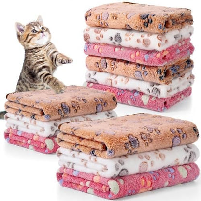 Tegeme 12 Pcs Puppy Blanket for Cat, 30 x 20 Inch, Pink,Beige,Camel by Tegeme