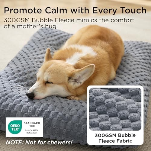 Bedsure Washable Dog Bed for Crate Medium Size Dog, Soft Bubble Fleece, 29" - Image 2