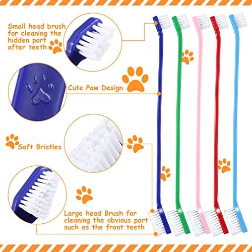Honeydak 70 Pcs Dog Tooth Brush Dual Headed Pet Toothbrush, Colorful - Image 3