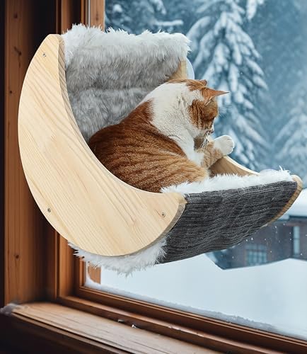 HAPYKITYS Cat Window Perch, Plywood Moon Bed with 4 Heavy-Duty Suction Cups - Image 4
