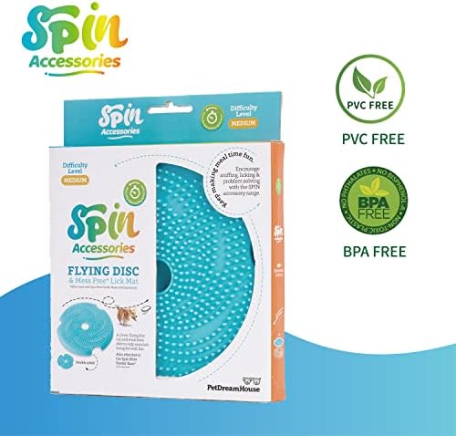 PetDreamHouse Spin Disc Dual Texture Dog Lick Mat, Slow Feeder & Frisbee Dog Toy, Use Standalone or with Spin Bowl Base, for All Dogs, Blue - Image 2