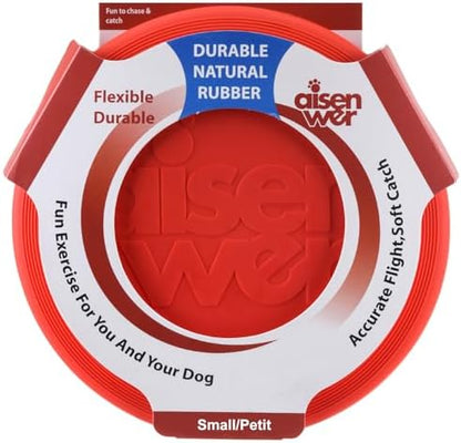 Dog Flying Disc - Durable Rubber Dog Toy for Fetch - Interactive Lightweight Flyer Dog Toys for Outdoor Playtime - Safer Disc for Healthy Activity - for Small/Medium Dogs by Kwispel
