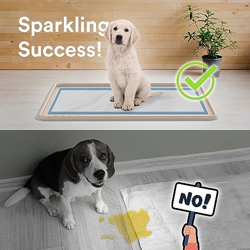 Dog Training Pad Silicone Tray - 35 x 28 in. No Spill Raised Lip High Edge Mat Holder, Extra Thick and Non-Slip for Indoor Floor Protection, Universal Fit Potty Training Pads (XL, Beige) | eenk - Image 2