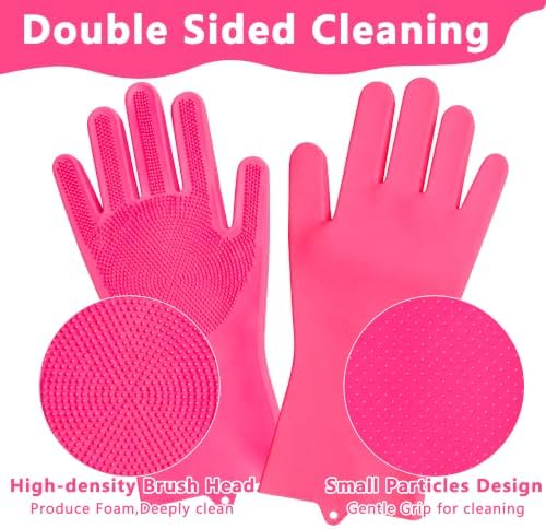 Pet Grooming Gloves—Dog Washing Gloves with High-Density Teeth, Dog Bath Scrubber with Enhanced Five Finger Design, Silicone Gloves for Dogs and Cats Bathing, Massage (Hot Pink) - Image 4