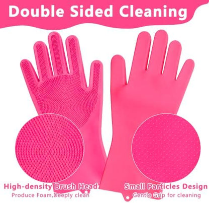 Pet Grooming Gloves—Dog Washing Gloves with High-Density Teeth, Dog Bath Scrubber with Enhanced Five Finger Design, Silicone Gloves for Dogs and Cats Bathing, Massage (Hot Pink) - Image 4