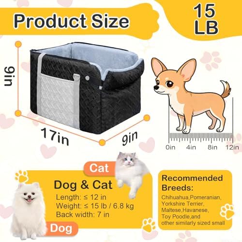 Car Seat for Small Dog, Center Console Dog Booster Portable Car Seat - Image 2