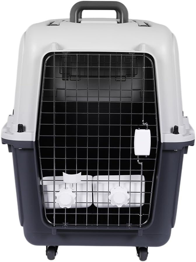 Generic Large Dog Crate Pet Box Length 33in/Width 21.6in/Height 25.2in Dogs Kennel with Handle & Metal Door Dog Carrier for Indoor Outdoor Puppies Kittens