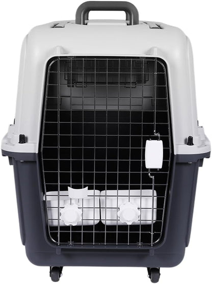Generic Large Dog Crate Pet Box Length 33in/Width 21.6in/Height 25.2in Dogs Kennel with Handle & Metal Door Dog Carrier for Indoor Outdoor Puppies Kittens