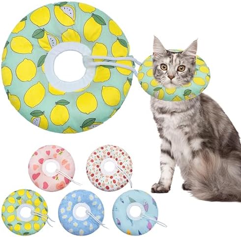 Seyezo Cat Cone Collar Soft, Adjustable Cat Recovery Collars, Green Lemon M by Seyezo