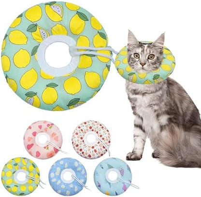 Seyezo Cat Cone Collar Soft, Adjustable Cat Recovery Collars, Green Lemon M by Seyezo