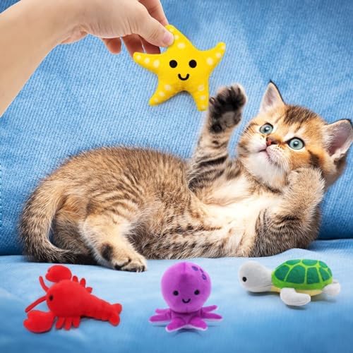 CiyvoLyeen Plush Sea Animal Catnip Toys for Indoor Cats 6 Pack - Image 2