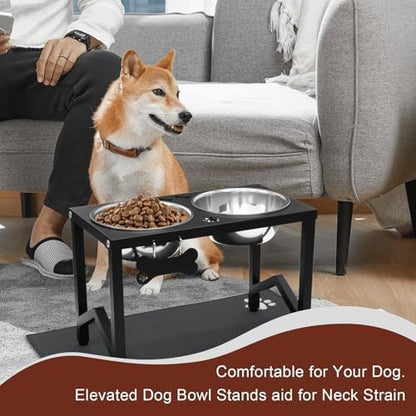 Elevated Dog Bowls, Metal Raised Dog Bowl Stand with 2 Thick 58oz Stainless Steel Food Bowls & Non-Slip Mat - 11.8" Tall for Medium/Large Breeds - Image 6