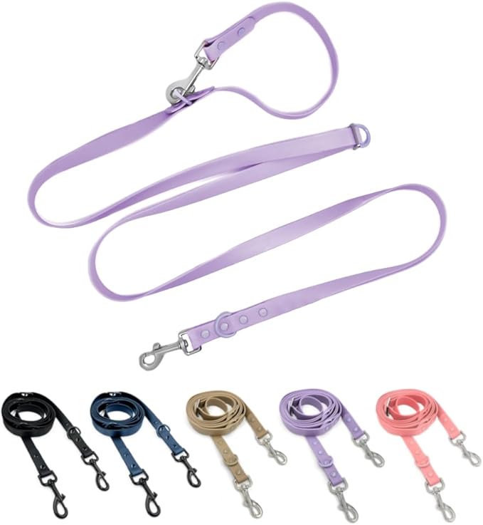 Hands-Free Waterproof Dog Leash, Adjustable Waist & Crossbody Dog Leash for Running, Walking & Hiking (Lilac, 7 FT)