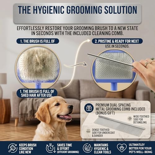 Slicker Brush for Dog, Doodles, Poodles & Long Haired Cats,Blue - Image 4