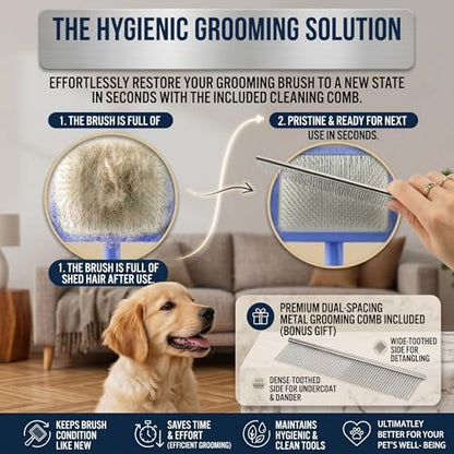 Slicker Brush for Dog, Doodles, Poodles & Long Haired Cats,Blue - Image 4