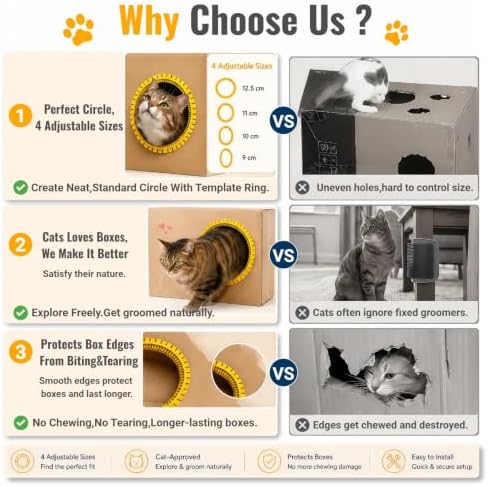 Cat Self Groomer Arch for Cardboard Boxes(Yellow | Refill) - Image 2
